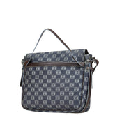 ロエベ アナグラム 斜め掛け ショルダーバッグ メッセンジャーバッグ ネイビー グレー PVC レザー レディース LOEWE 【中古】